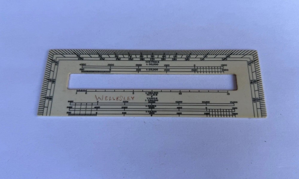 Vintage Original WW2 Ivorine 6" Rectangular Protractor Mk IV Map Measuring Tool