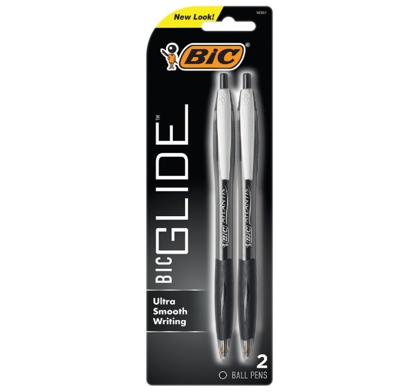 Glide Black Retractable Ballpoint Pens, Medium Point (1.0mm), 2-Count Pack