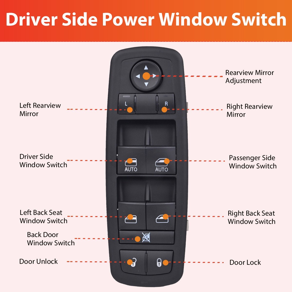 Driver Side Master Power Window Switch 4602863AD for Dodge Ram 1500 2500 3500