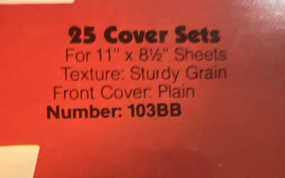 GBC RED Presentation Covers, 25 plain coversets STURDY GRAIN