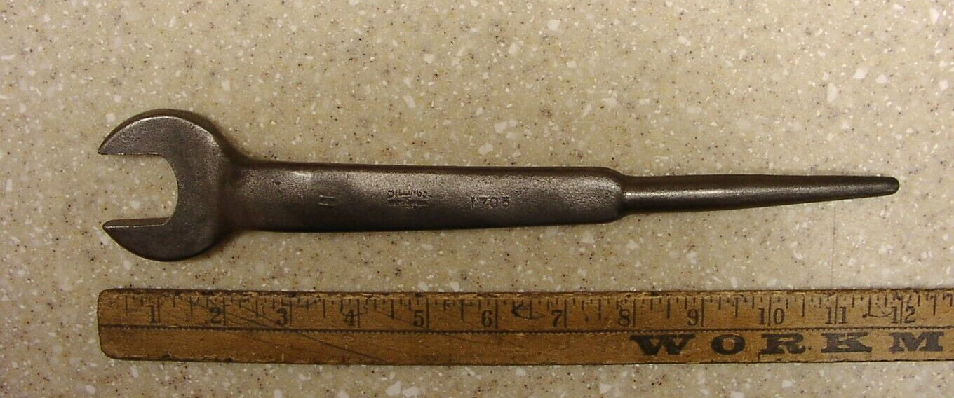 Antique Billings 1705 USA Spud Wrench,1" X 11-9/16",Iron Worker,Skyscraper,XLINT