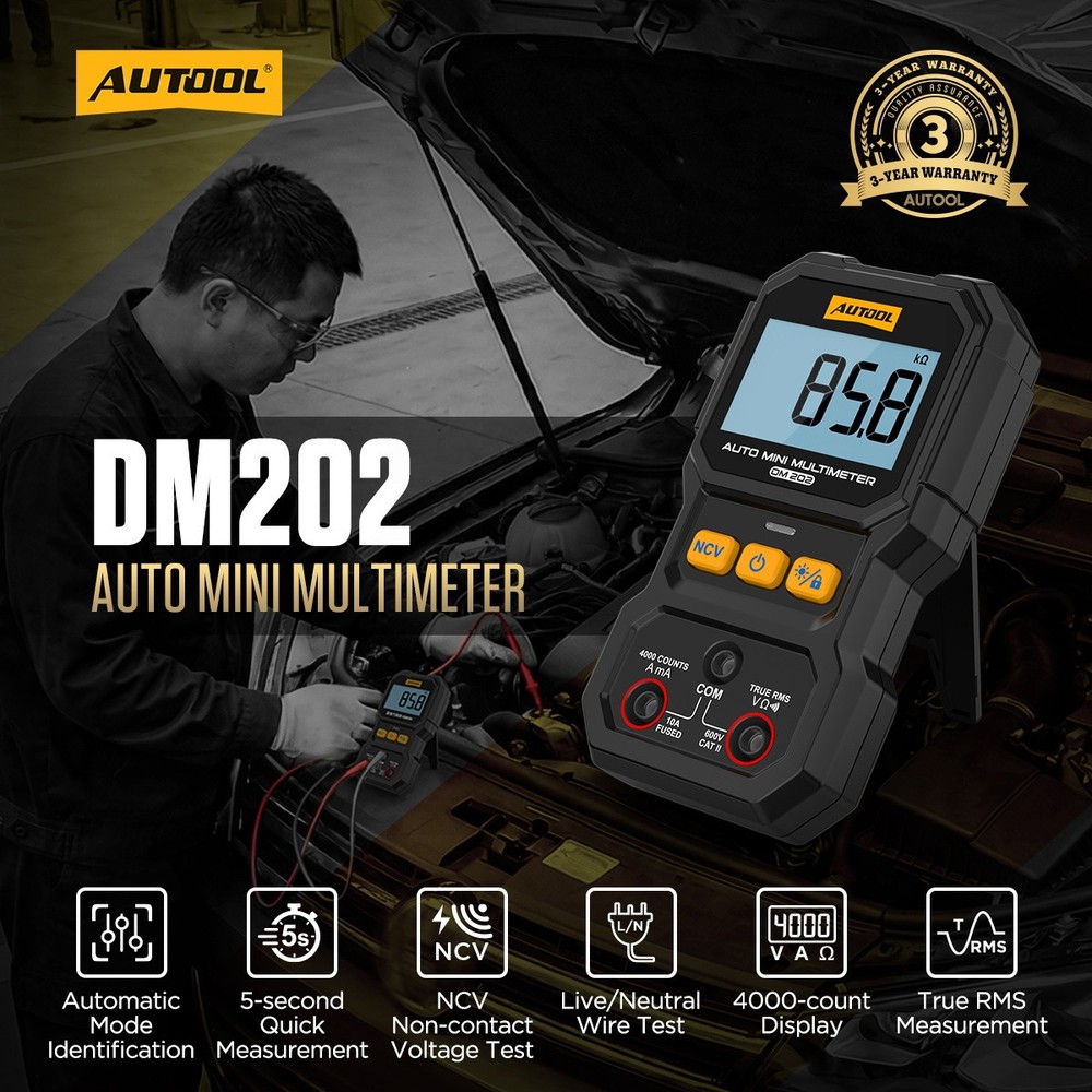 Auto Digital Multimeter Tester AC DC Volt Amp Meter NCV Ohm Current Tester TRMS
