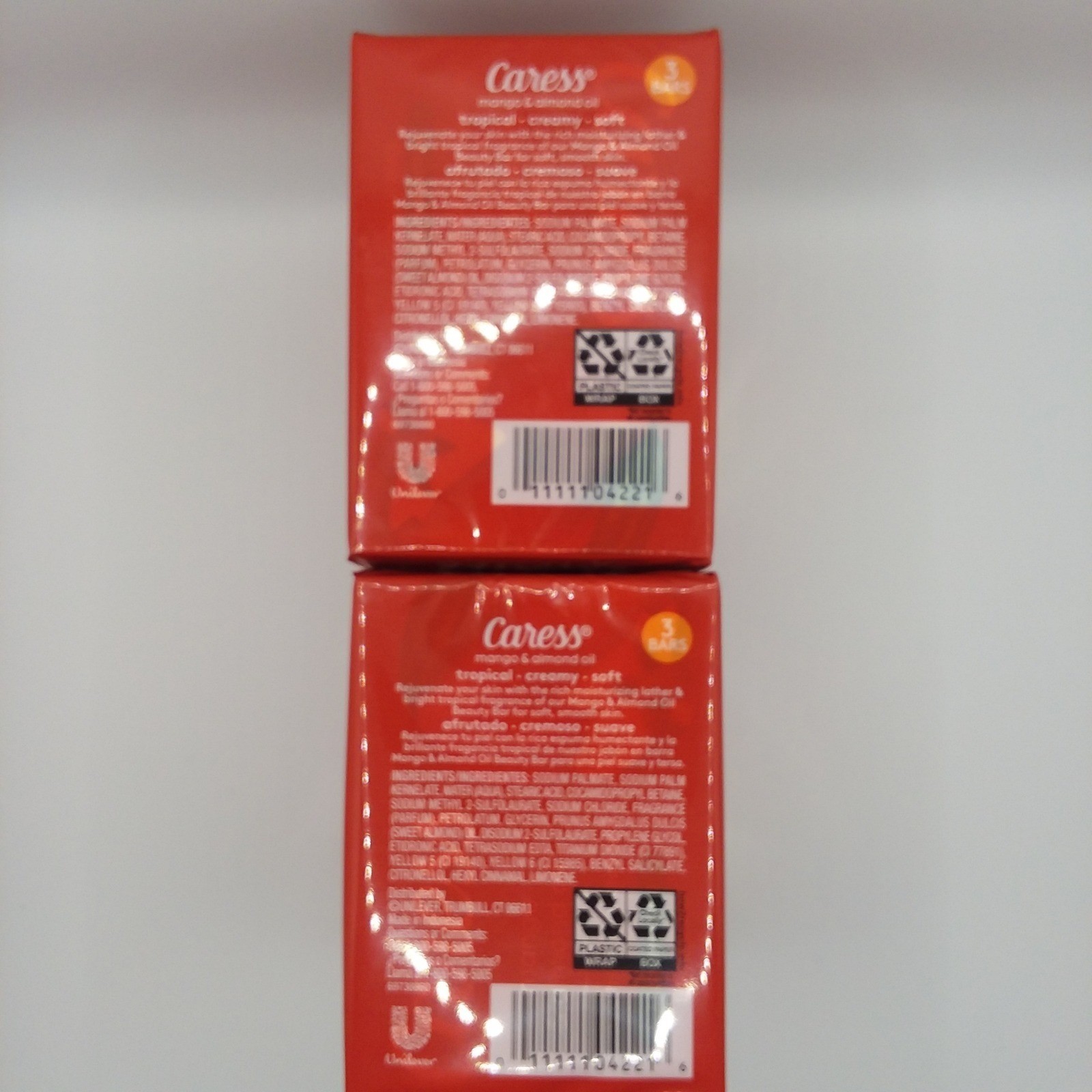 Caress Mango & Almond Oil Rejuvenating Beauty Bar Soap 2 Packs/3 Bars = 6 total