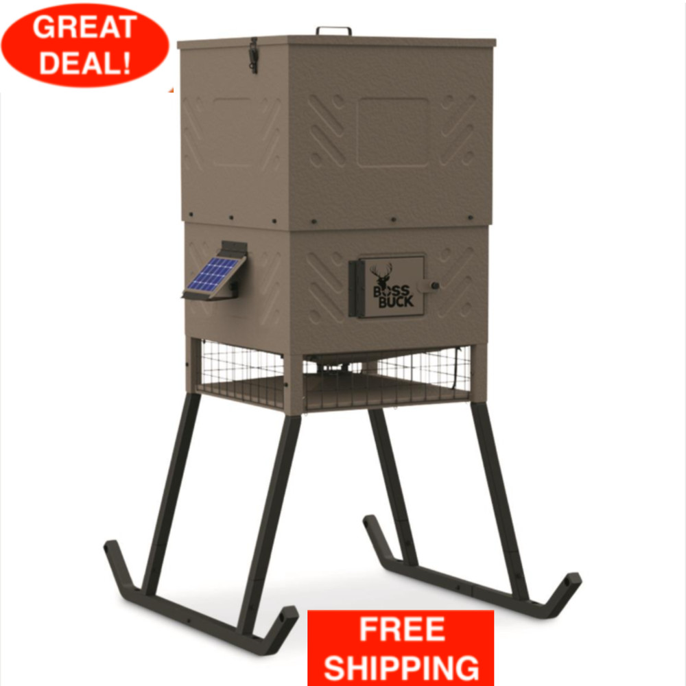 600-lb. Stand & Fill Feeder W/ Solar Panel Large LCD Timer For Easy Visibility