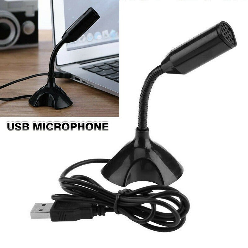Black USB Mini Desktop Speech Microphone Stand for PC Laptop Computer Notebook G