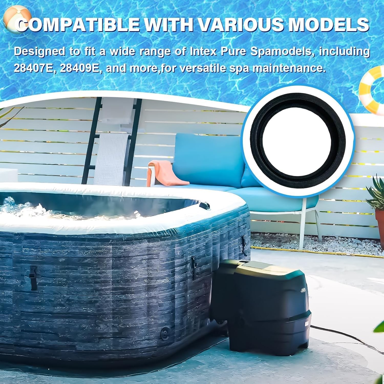 2Pcs Inlet & Outlet Seal Set For Intex Pure Spa, Gasket Between Connectors,...