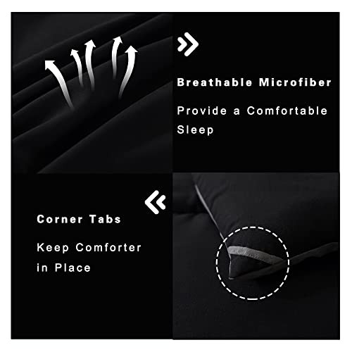 3-Piece Queen Comforter Set - Down Alternative, Black/Grey