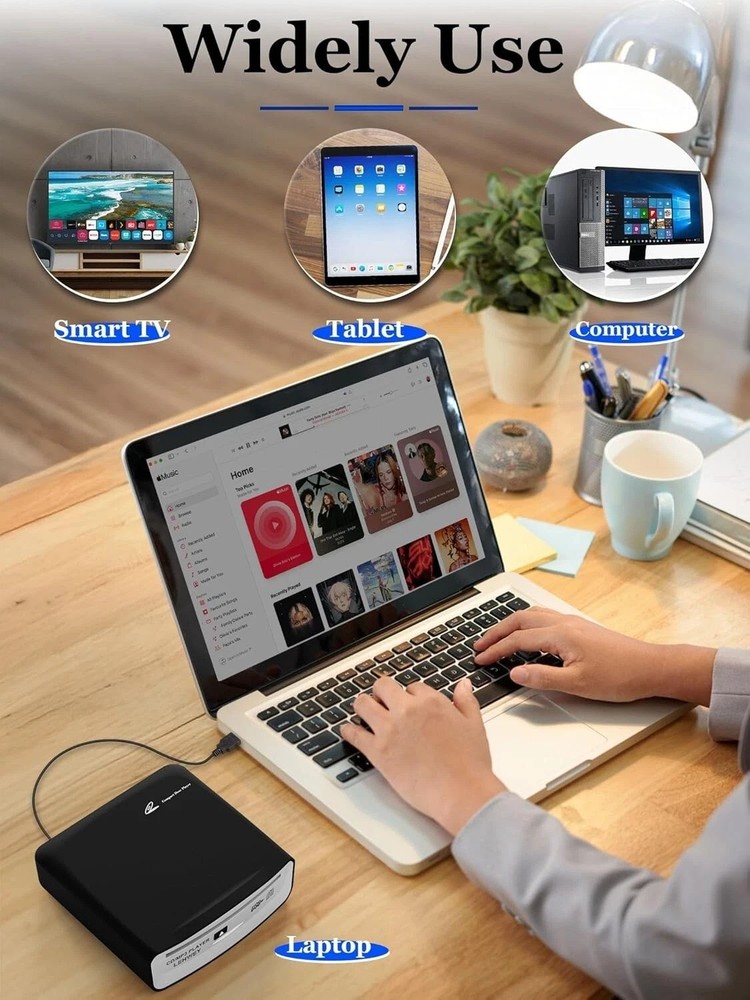 Portable USB CD Player for Car: Remote Control & Multi-Device Capability