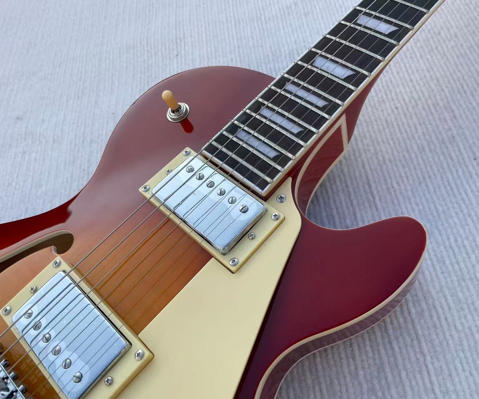 Electric Guitar Semi-Hollowbody Raised Flame Maple Back&Top Glossy Finished