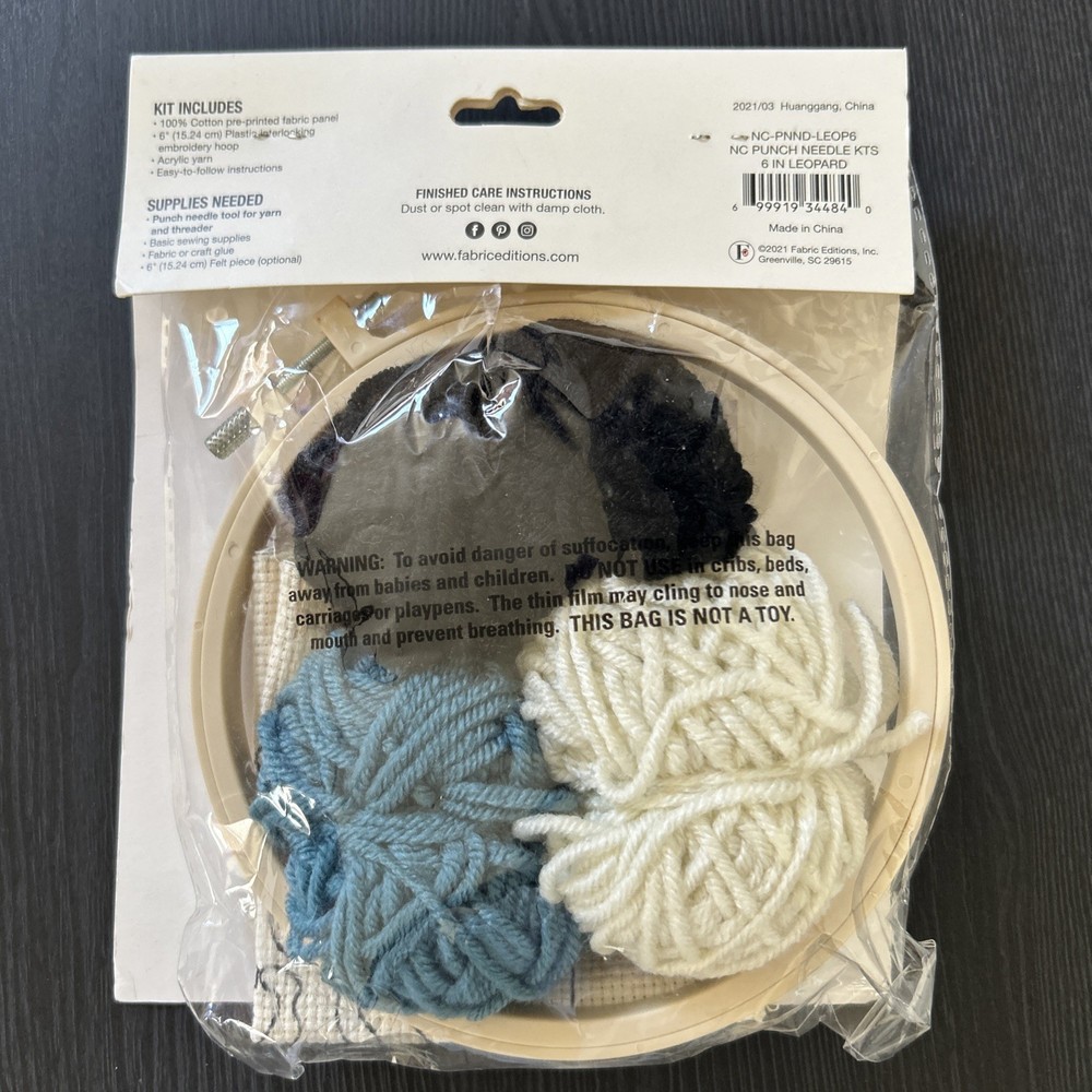 Needle Creations Punch Needle Kit “Leopard” Beginner Embroidery Kit