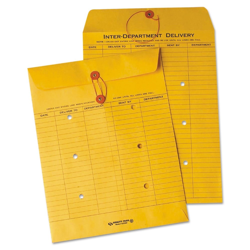 Quality Park Interoffice Envelopes, String and Button, Brown Kraft, 10 x 13, ...