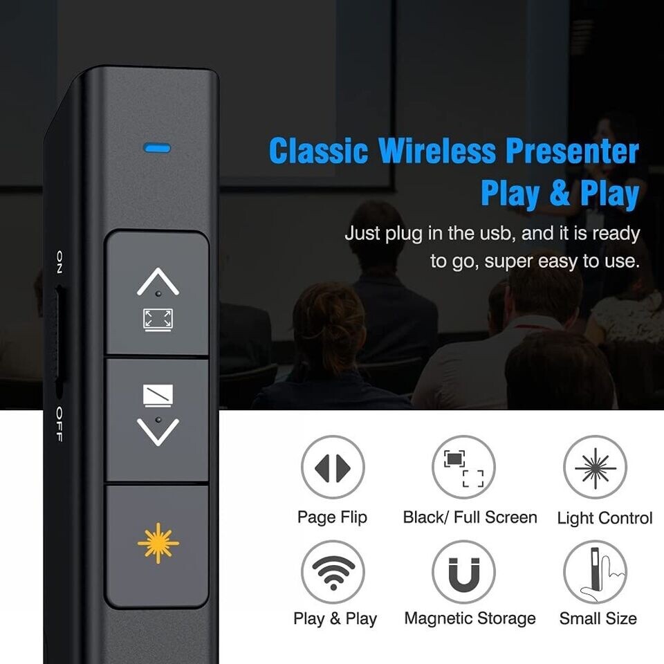 2 DinoFire Presentation Clicker 100FT Wireless Presenter Remote PowerPoint Clic