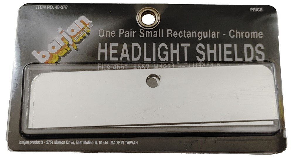 2 Lot Barjan 48-378 Small Rectangular Headlight Shields One Pair - Chrome