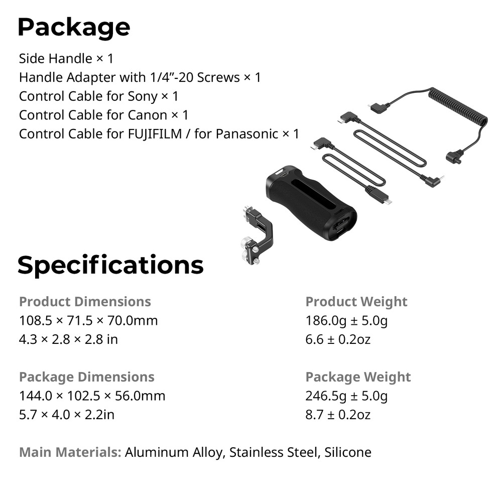 SmallRig Threaded Side Handle with Record Start/Stop Remote Trigger for Canon