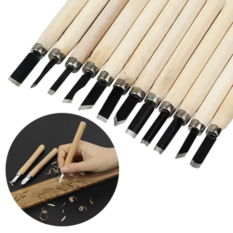 12x Fine Woodworking Chisels Carving Knife Detail Hand Tools Wood Gouges Sharp