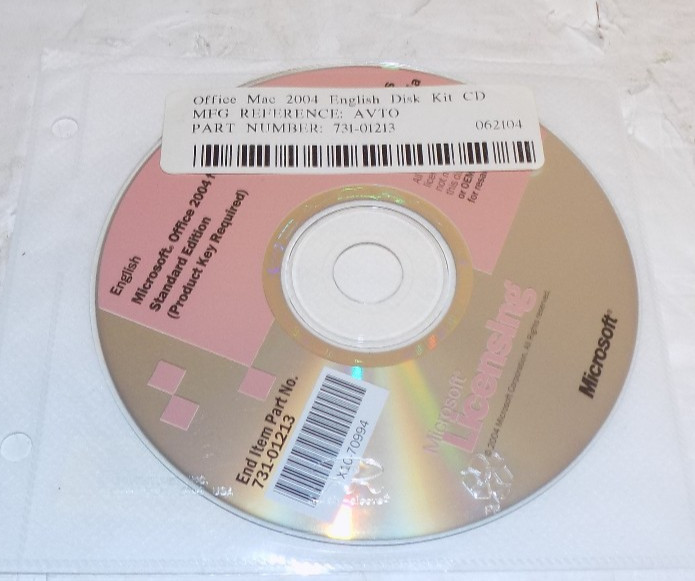 Microsoft Office Mac 2004 Student Install CD-ROM Software Apple Mac