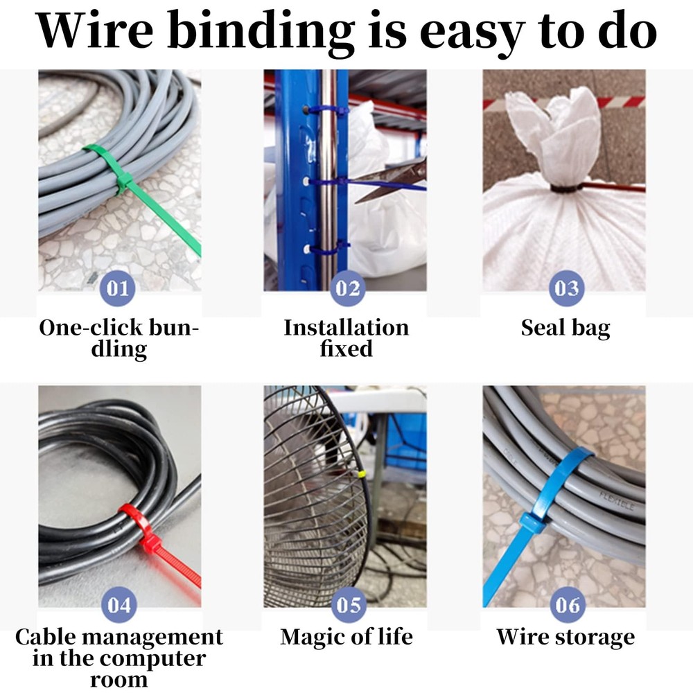 700 Pcs Mixed Colored Zip Ties, 4 Inch Multicolor Self-Locking Nylon Cable Ti...