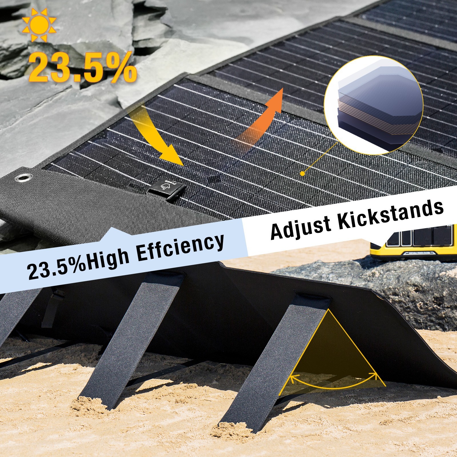 200W Bifacial Portable Solar Panel, Bend Resistant Foldable Solar Panel 200Watt