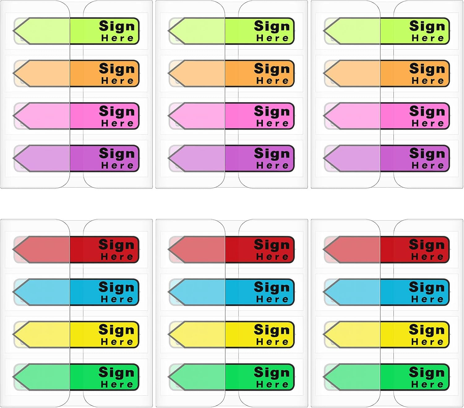 Colored Sign Here Tabs - 600 Self-Stick Flag Stickers with Dispenser