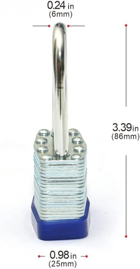 Lot of 12 Piece 40mm Laminated Pad Locks Keyed the Same Alike Long Shackle