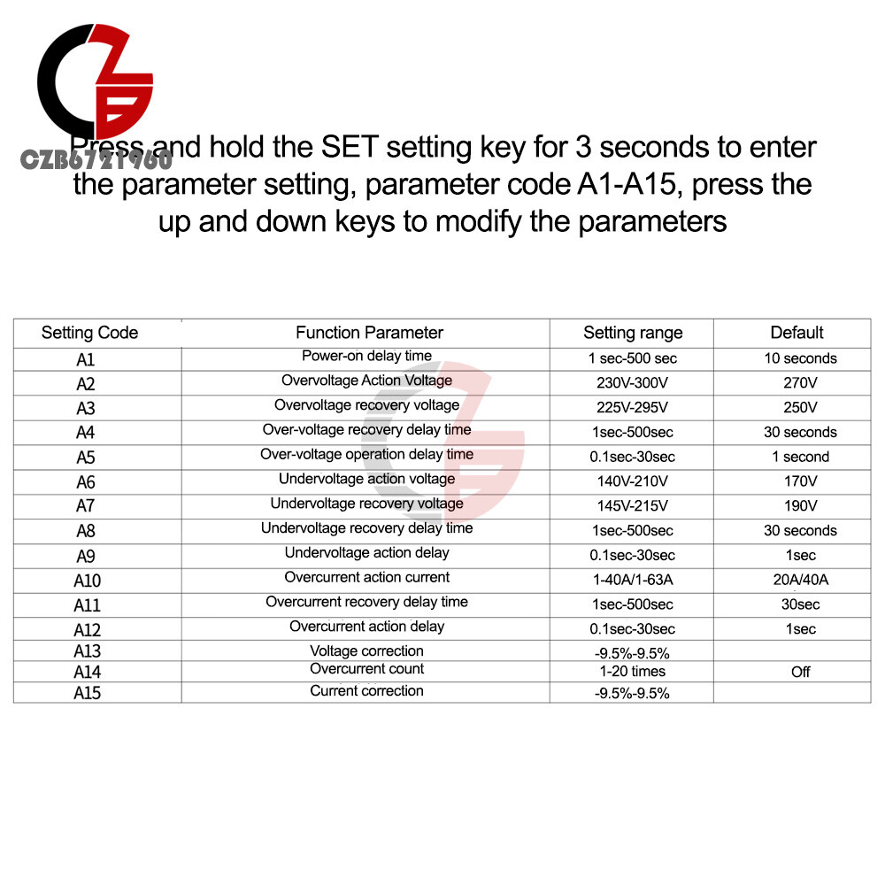 AC220/110V 40/63/80A Over Under Voltage Switch Protector Over Current Protection