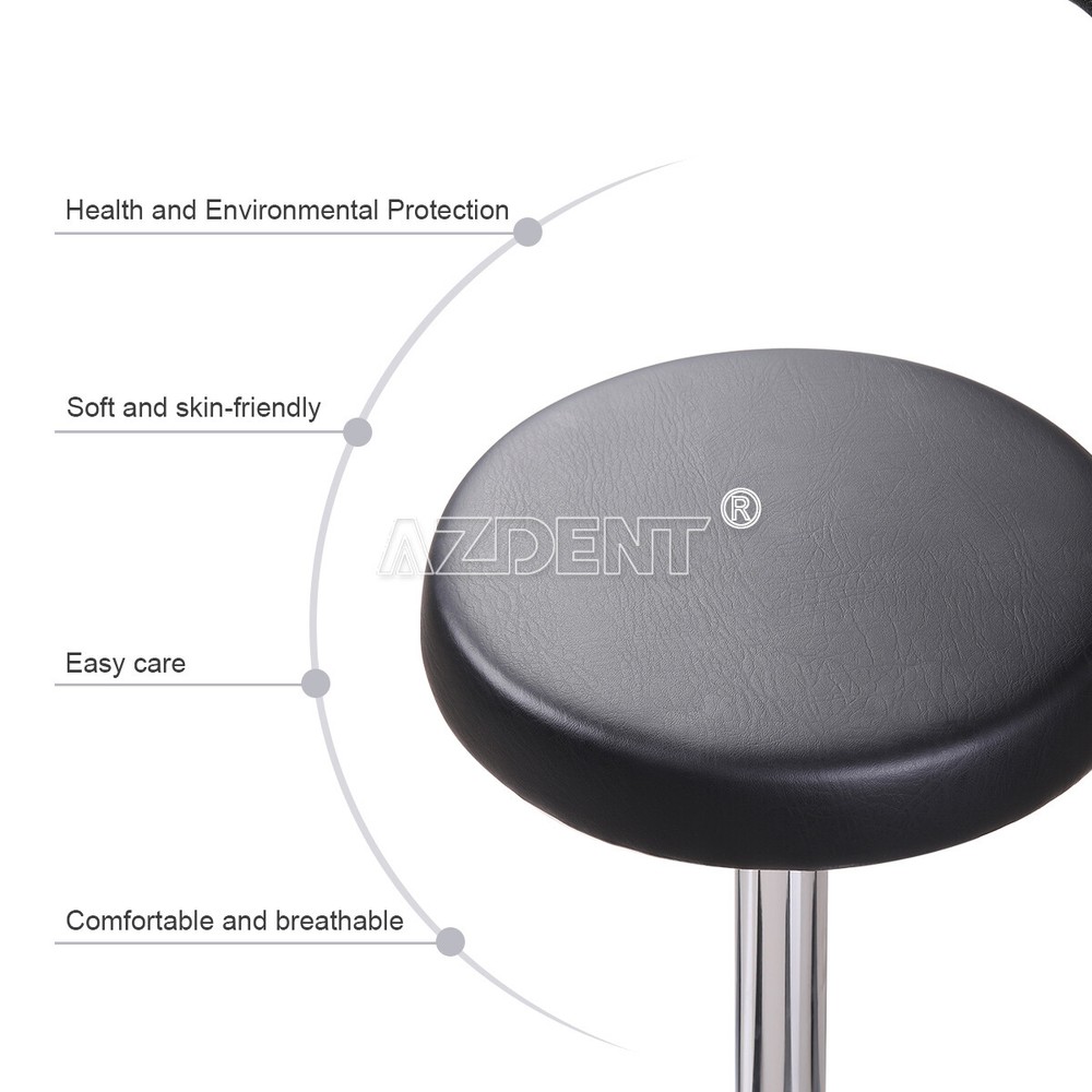Dental Assistant Mobile Rolling Stool Adjustable Height Back Support PU Leather