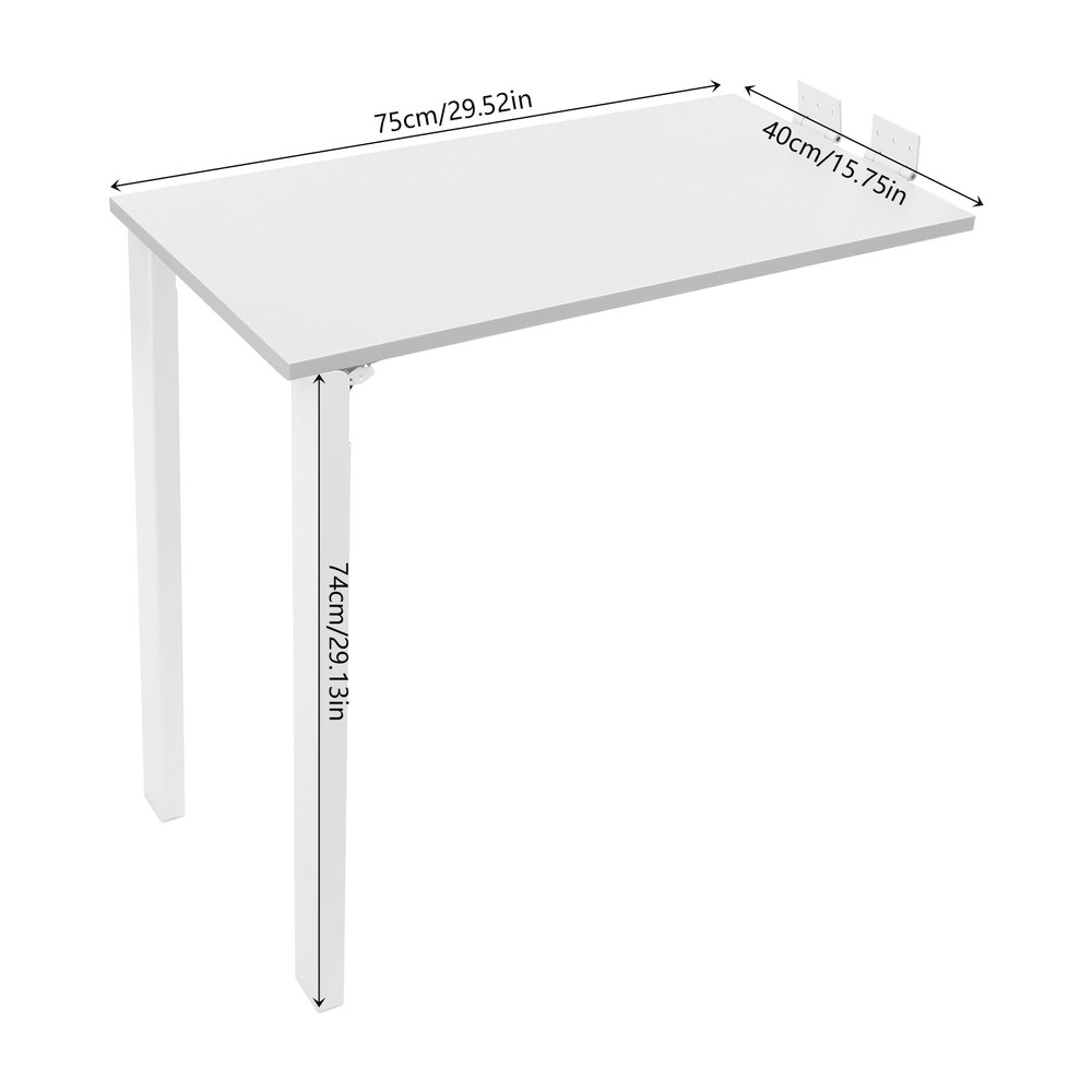 New L-Shape Modern Wall Mounted Foldable Table Wood Folding Dining Table White