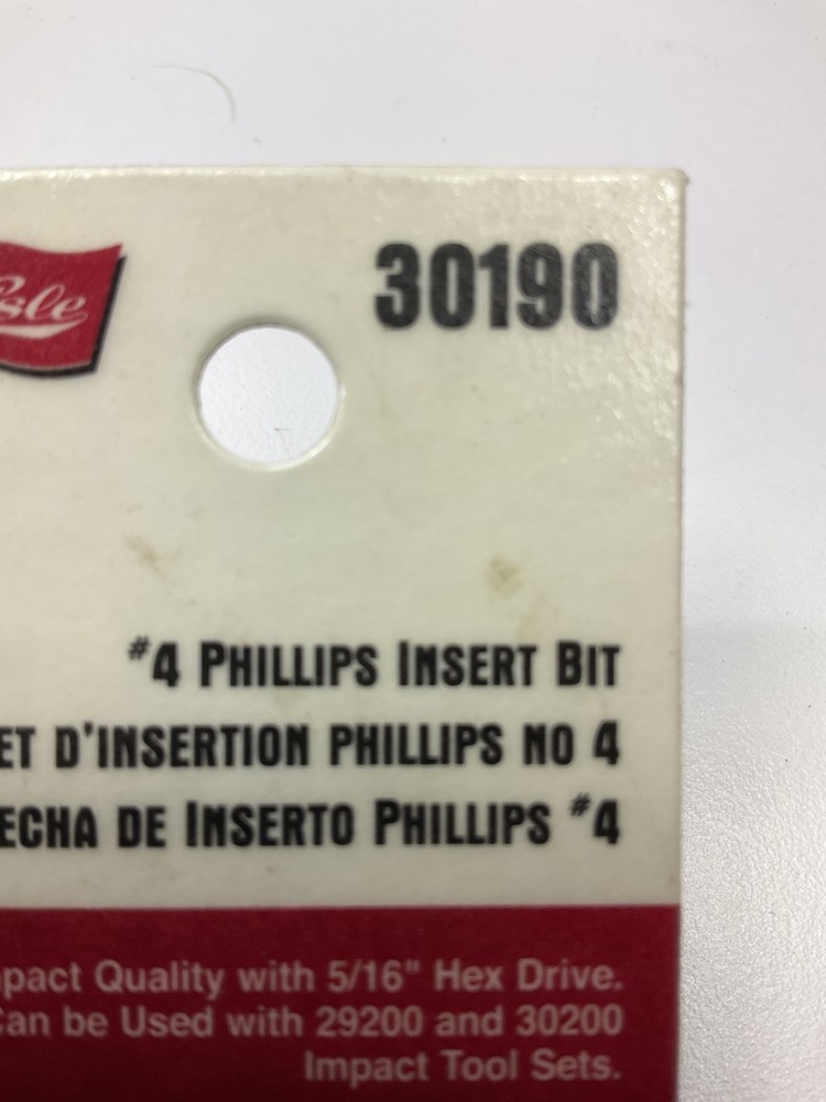 Lisle 30190 5/16" Drive Insert Bit, #4 Phillips
