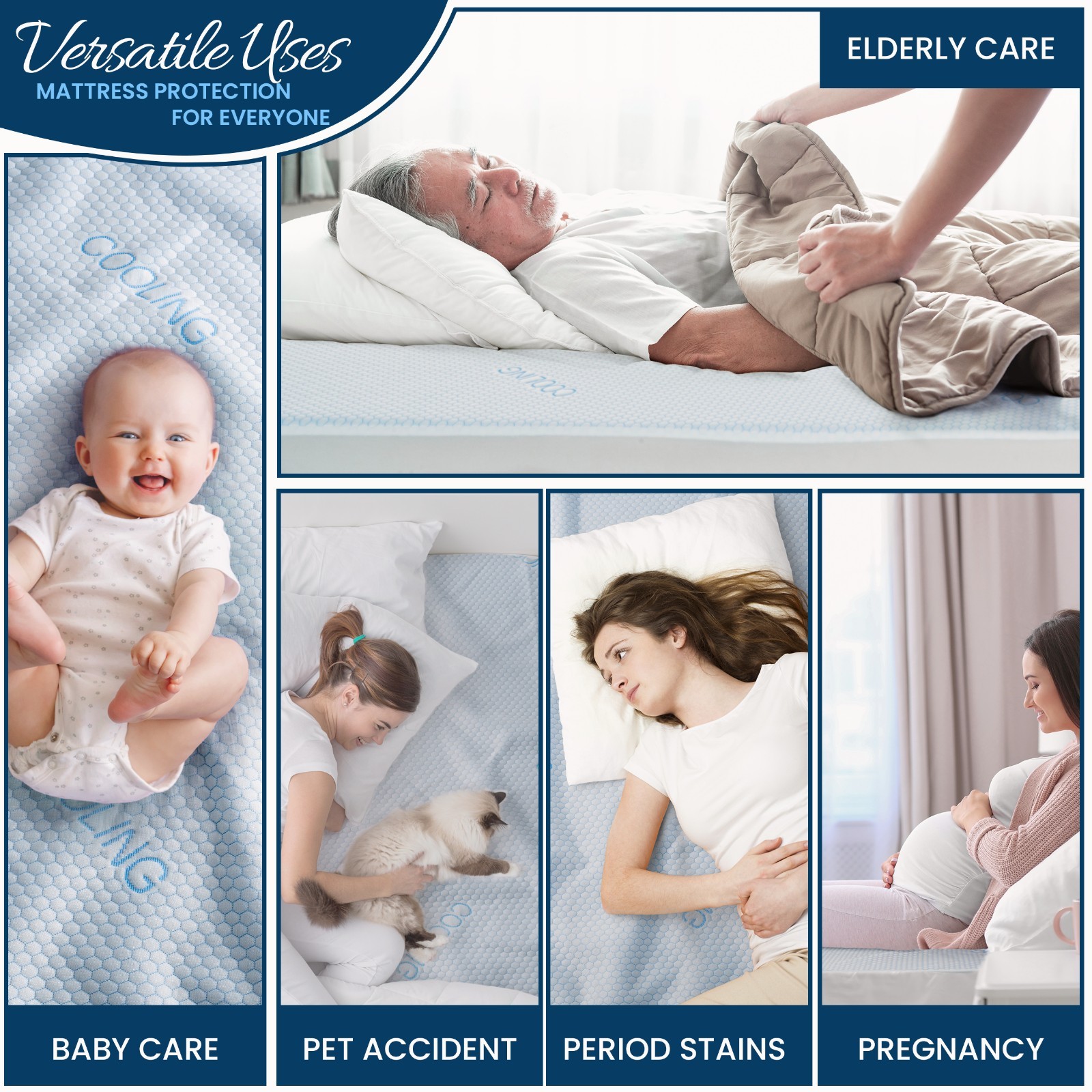 Cooling Mattress Protector Hypoallergenic & Breathable Waterproof Mattress Cover