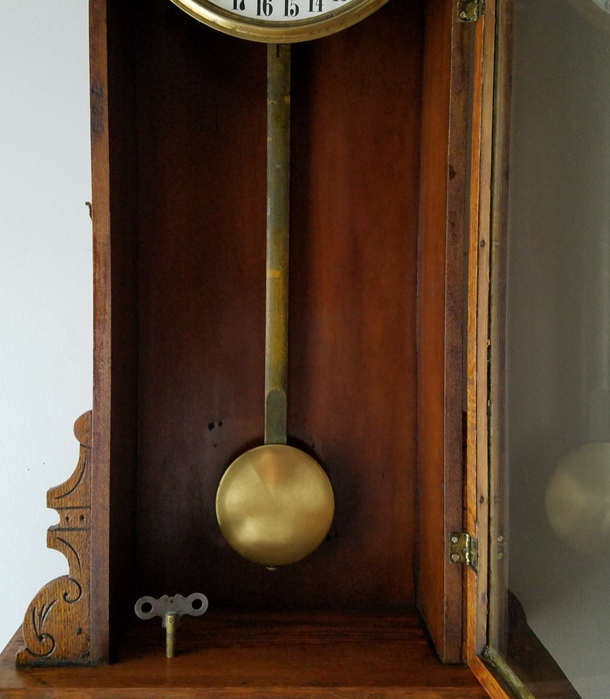 Antique Ansonia "Eclipse" Calendar Wall Clock 8-Day Timepiece, Key-wind