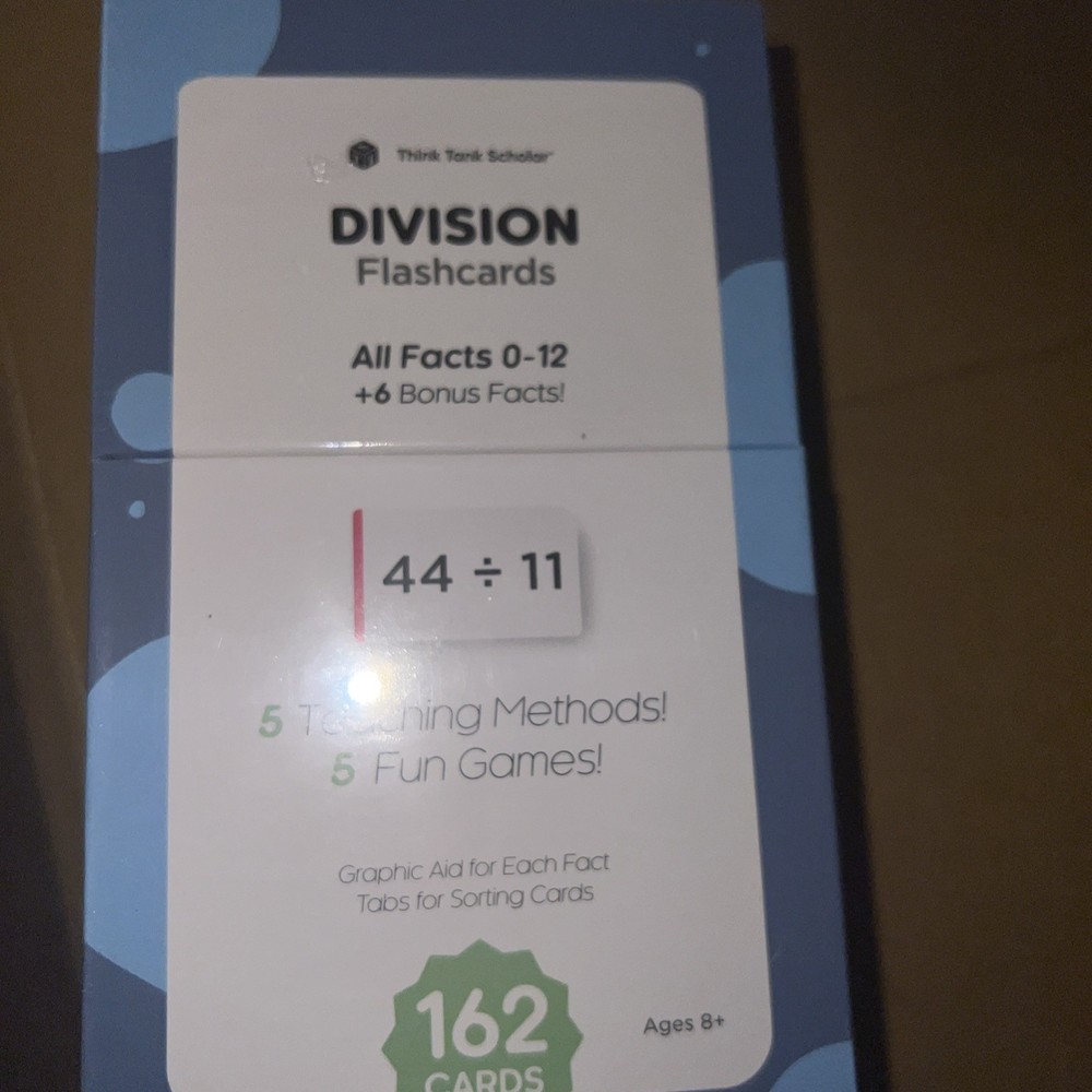 Think Tank Scholar Math Division,Multiplication Flash cards & Dice Bundle Fre🎁