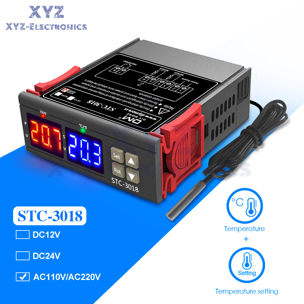 STC-3018 AC 110-220V Digital Temperature Controller Thermostat NTC Sensor Probe