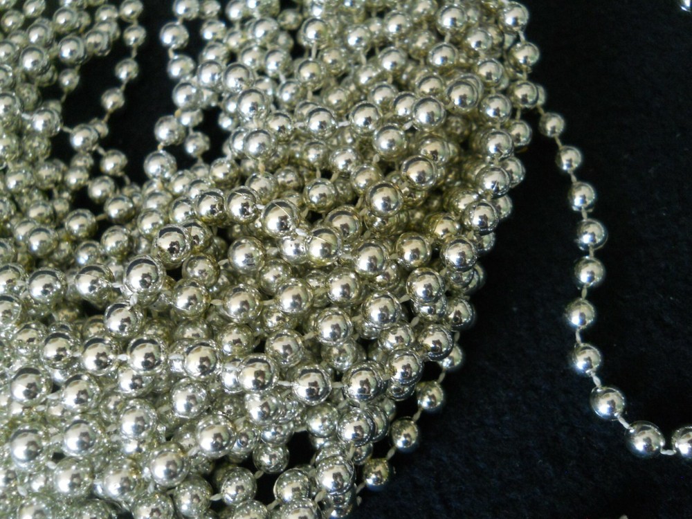 96' Silver Plastic String Beads / Crafts