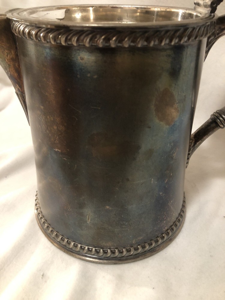 Antique OCT 29th 1878 Wilcox Quadruple Silver Plate Enamel Lined Pitcher