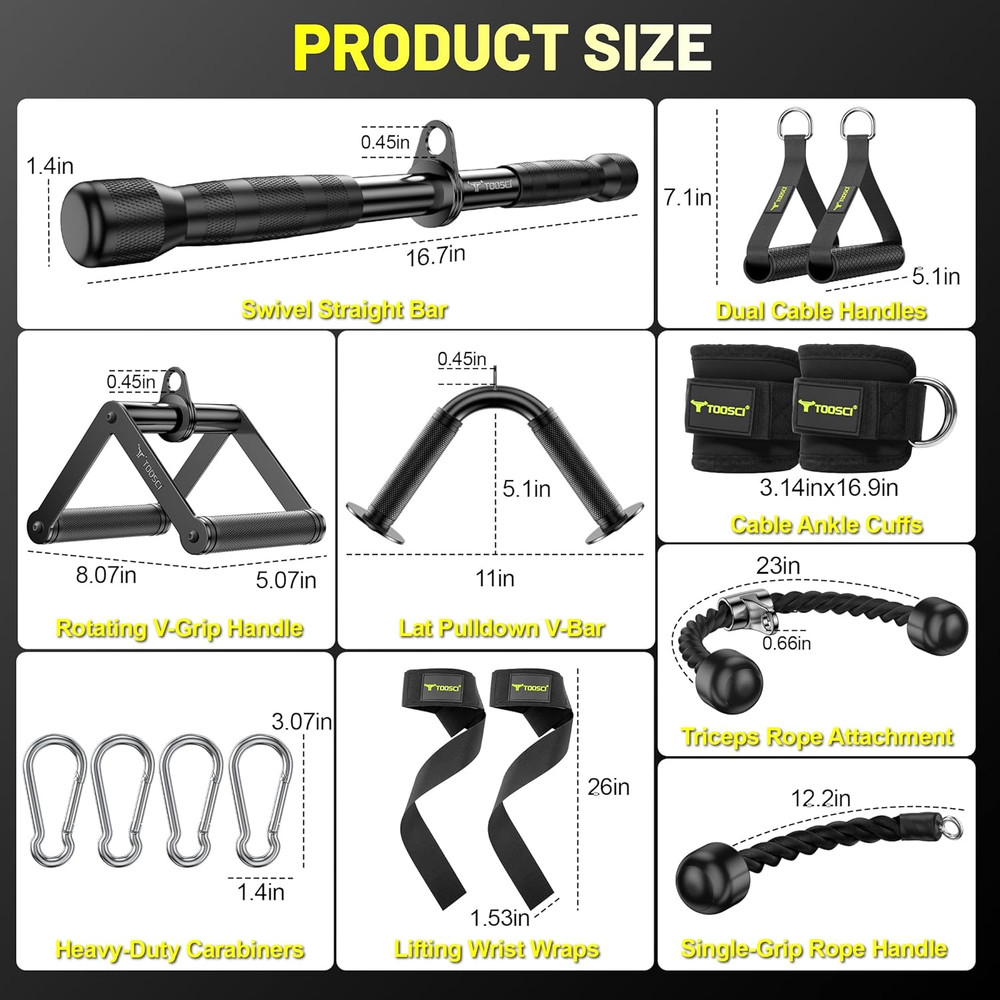 Cable Attachments for Gym LAT Pulldown & Cable Machine Attachment Set: V-Shaped