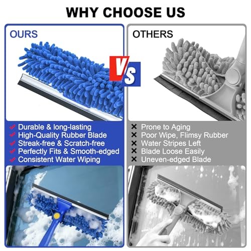 79'' Window Squeegee Cleaner Tool with Extension Pole, 4-in-1 Squeegee Blue