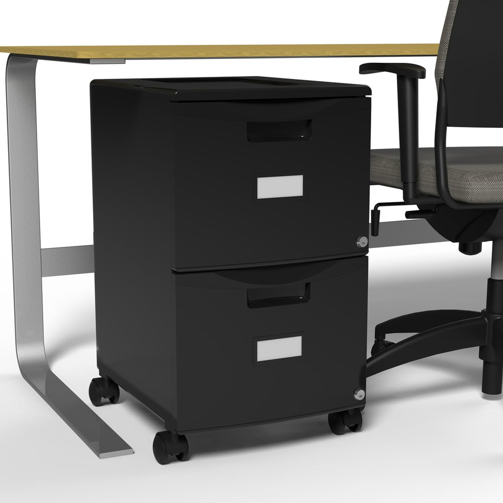 Plastic Two-Drawer Mobile Pedestal File Cabinet – Locking Document Organizer wit