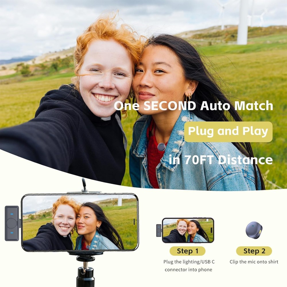 Wireless Lavalier Microphone Lightning Plug & Play, Omnidirectional Type C