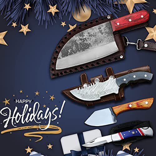 Serbian®, Cleaver Scouting 4 Pcs Set Gift,  Best Gift for Kitchen & Camping