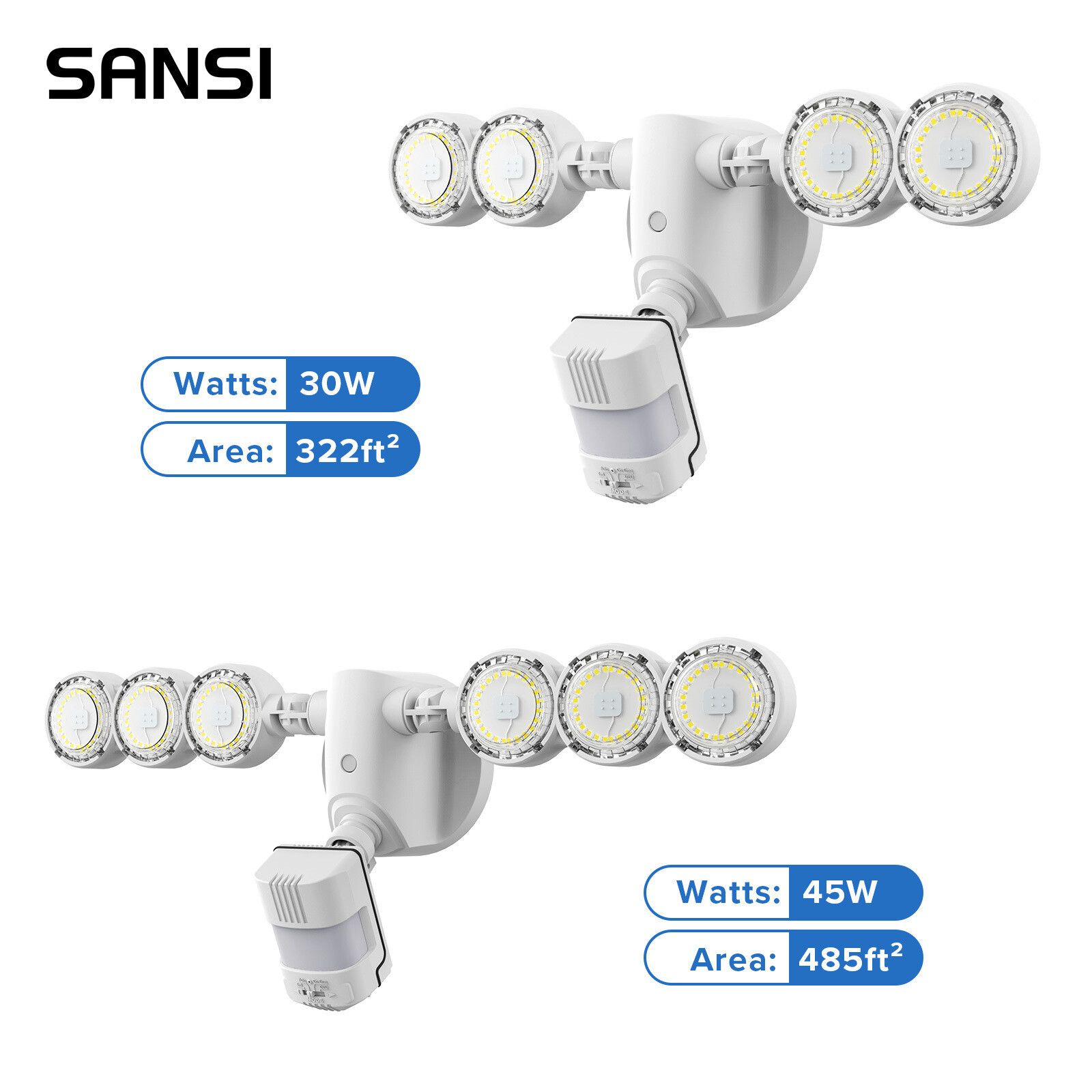 LED Motion Sensor Outdoor Security Light Wall Mounted Bright Floodlight SANSI