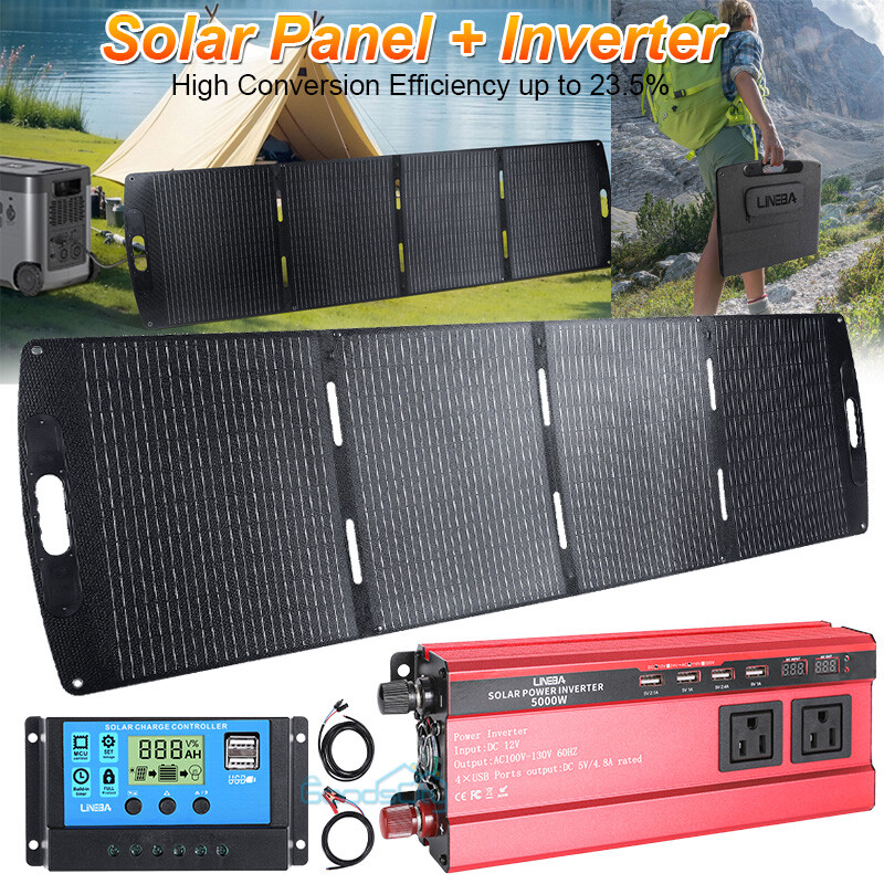 200W 100W Foldable Off Grid Solar Panel with Inverter & Controller For Camping