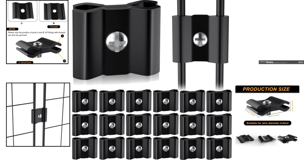 18 Pack Black Metal Gridwall Joining Clips - Easy Install Panel Connectors