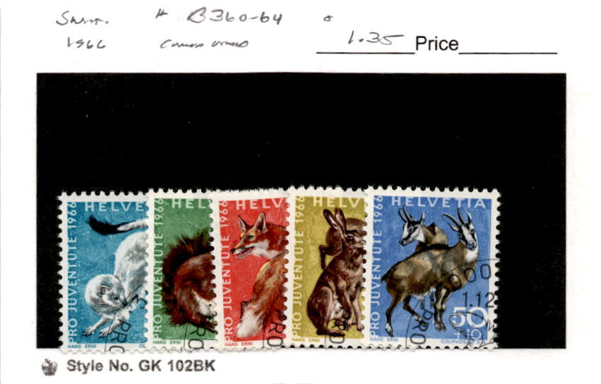 Switzerland, Postage Stamp, #B360-B364 Used, 1966 Animals (AD)