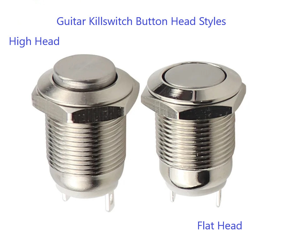 Guitar Kill Switch/Cutoff 12mm Green Momentary High Head Push Button Full Kit