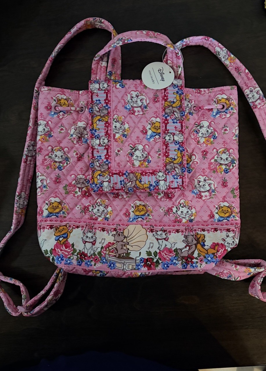 Vera Bradley Disney Aristocats Original Drawstring Backpack Pink Bag NWT SoldOut