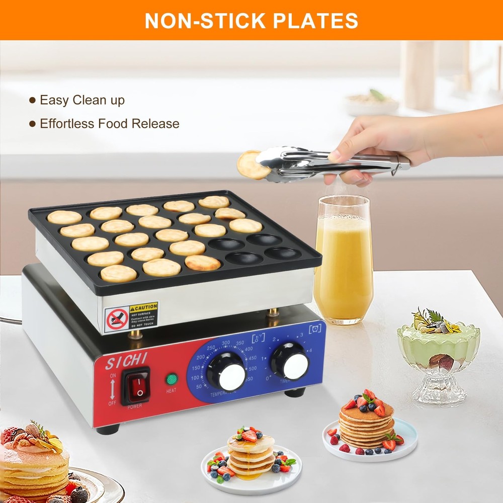 Mini Pancake Maker Machine with 550℉Heating and Timer Control, 25PCS Electric...