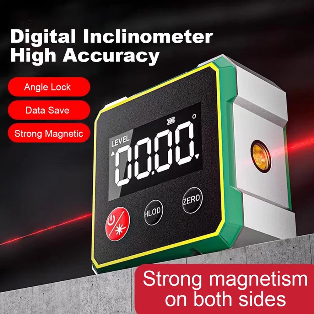 Digital Angle Finder W/ Laser Level Inclinometer Magnetic Angle Gauge Protractor