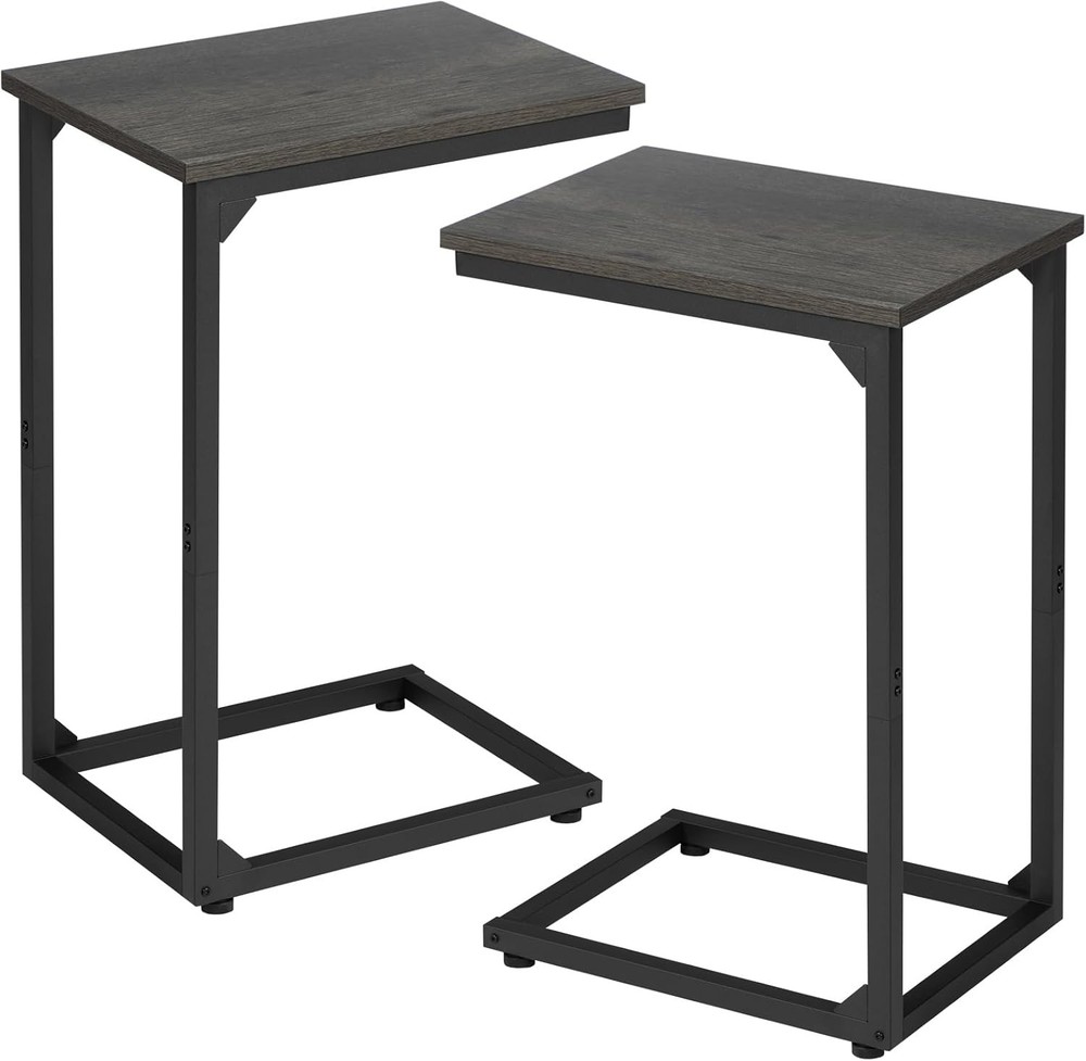 2pcs C Shaped Side/End Table Slide Under Couch Table for Sofa, TV Trays