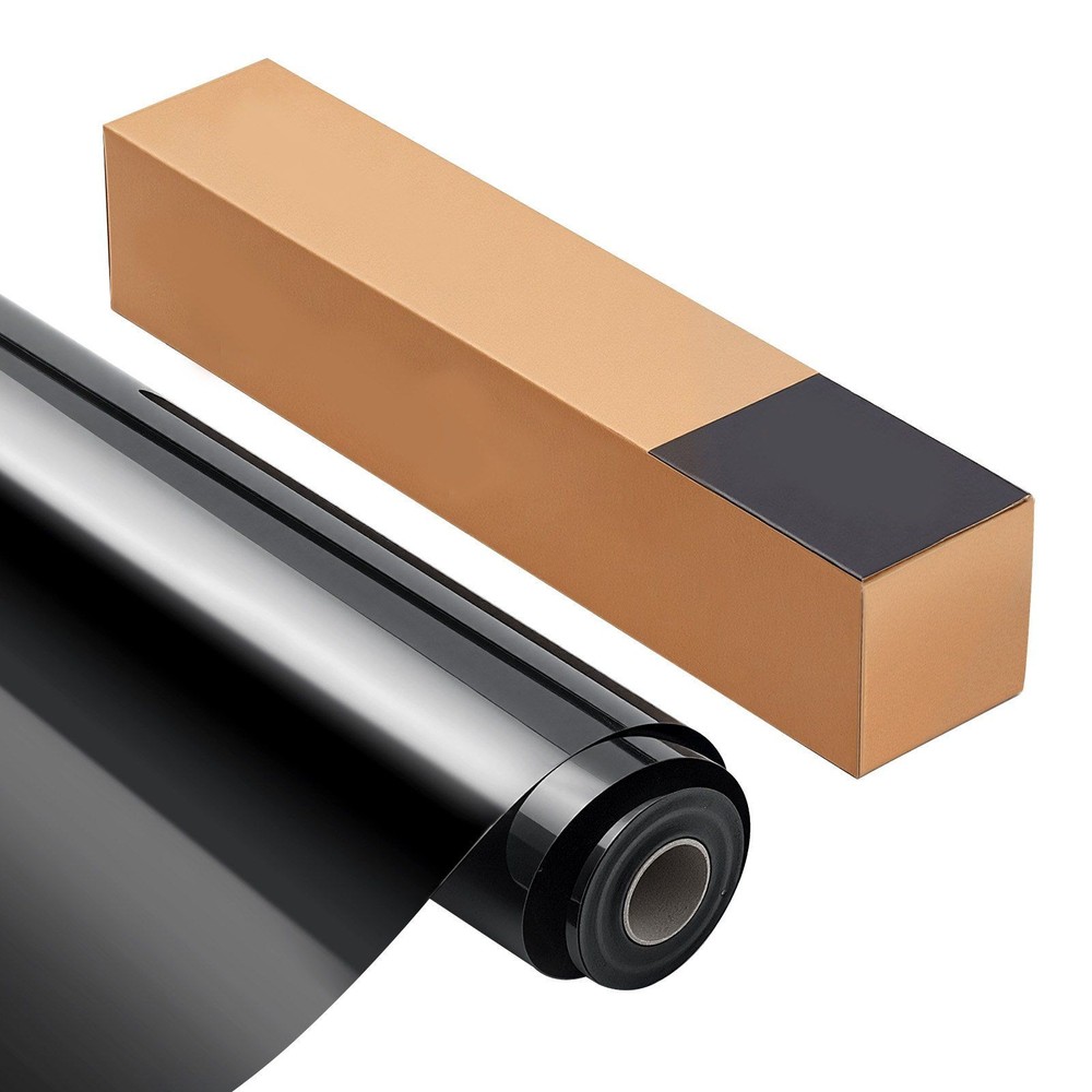 12inx25ft Glossy Black HTV Roll, Premium PVC, Heat-Activated, No Peel Shift