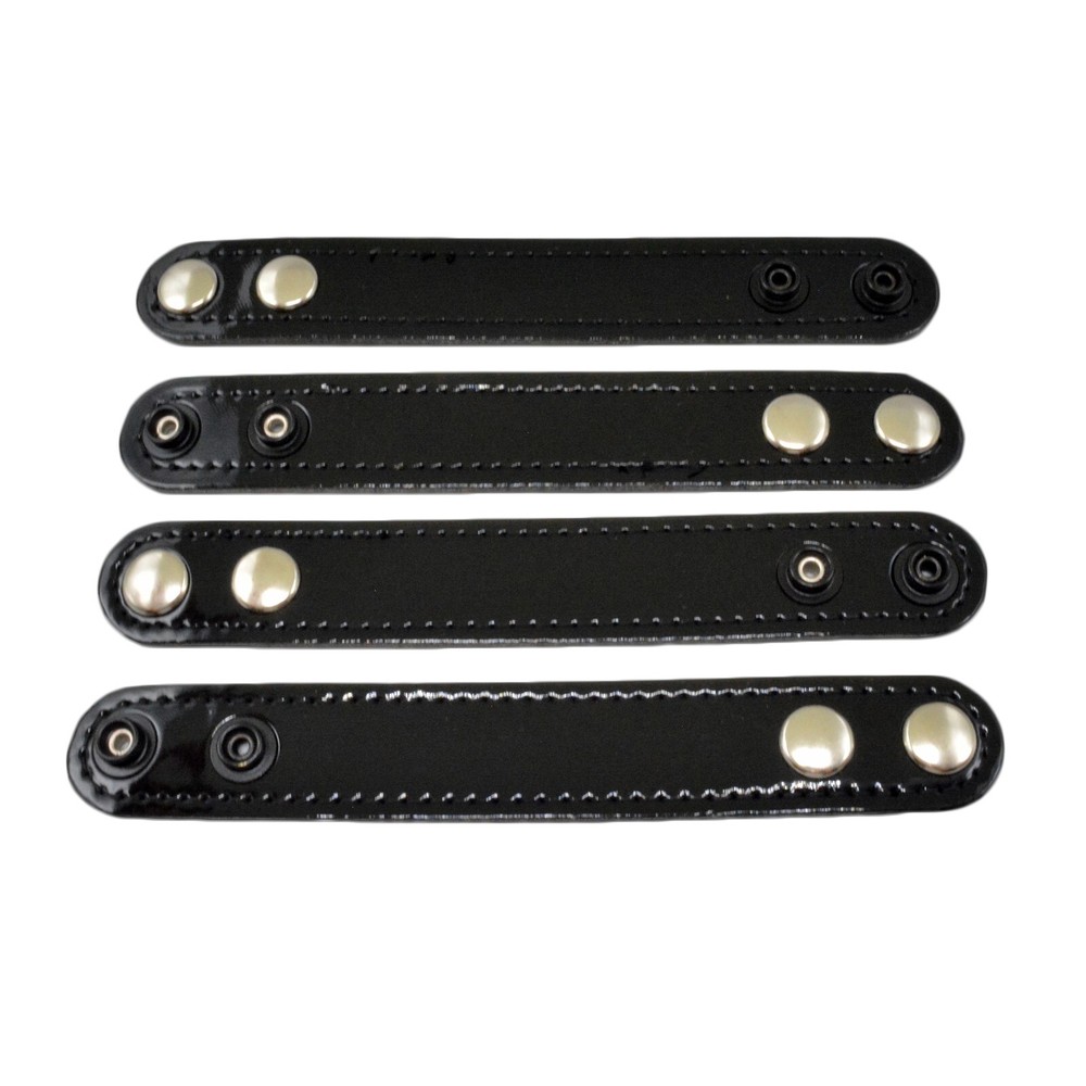 Jay-Pee Leather Clarino High Gloss 1" Belt Keeper Loop - 4 Pack Chrome Snap